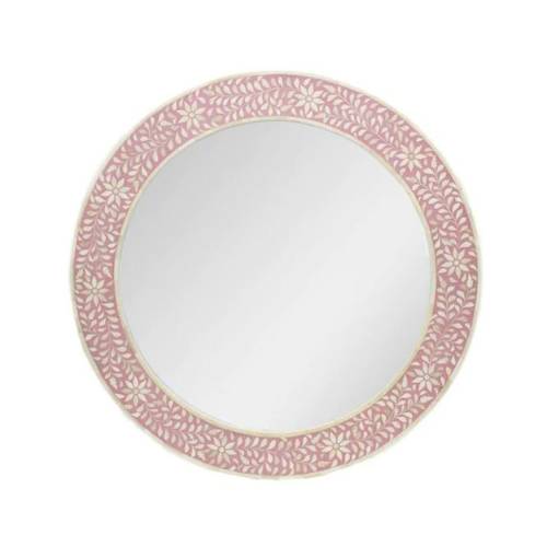 Handmade wooden bone inlay Floral pattern mirror frame / Wall decor furniture with free gift.