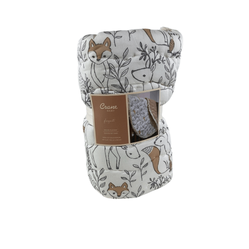 Crane Baby Cotton Quilted Play Mat, Ezra (Woodland Animal)