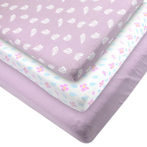3-Pack Mini Crib Sheets – 100% Cotton, Soft & Breathable Fitted Sheets for Pack and Play & Mini Cribs (38” x 24” x 5”)