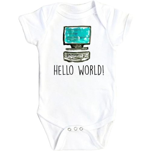 Hello World Computer Baby Boys Girls Clothes Infant Romper Bodysuit One-Piece Funny Cute born Infant Outfit 2