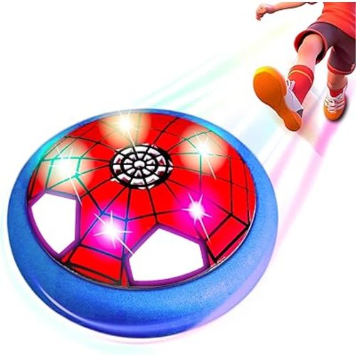 Omiowl Soccer Toys for Boys 4-6 Hover Soccer Ball Indoor Gifts for Boys Kids Toys Birthday Gifts for 4 5 6 7 8 9 10 Year Old Boy Air Floating Soccer Toy with LED Lights Foam Bumper