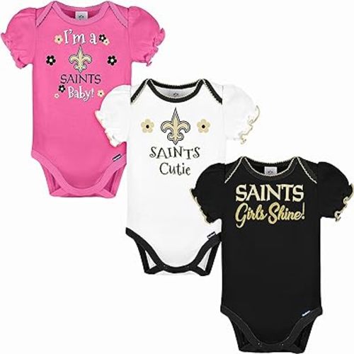Gerber NFL baby-girls Nfl Team 3 Pack Short Sleeve Onesie Bodysuit
