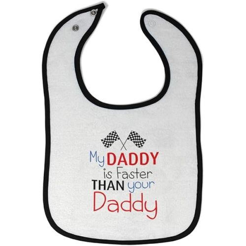 Cute Rascals Toddler & Baby Bibs Burp Cloths Dad My Daddy Is Faster than Your Race Car Dad Father's Day Cotton Baby Items for Baby Girl & Boy White Black Design Only