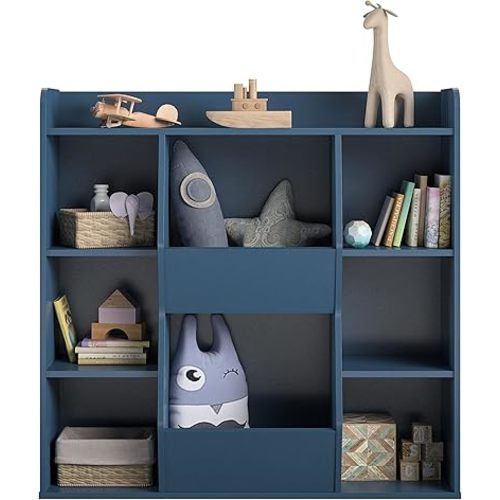 REALROOMS Jocelyn Kids Large Toy Storage Bookcase, Navy