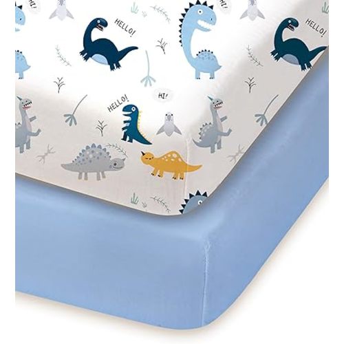 Pack and Play Sheets Fitted 2 Pack, 38x26 Graco Pack n Play Sheets for Playard & Travel Crib Mattress, Ultra Soft Jersey Knit, Breathable Stretchy Deep Pocket, Compatible with Mini Cribs