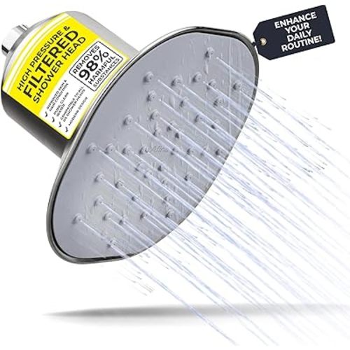 Afina Filtered Shower Head | High Pressure Shower - Reduces Dry Itchy Skin, Dandruff, Eczema, & Dramatically Improves Condition of your Skin, Hair & Nails (Nickel)