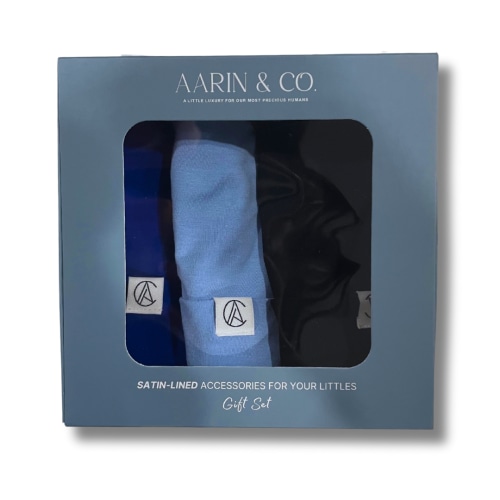 Newborn Satin Lined Jersey Beanie Gift Set-Boy