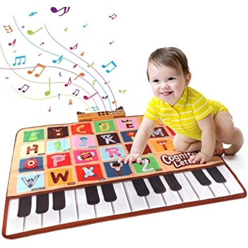 Bluejay Baby Piano Mat, Musical Keyboard Learning Toys with 26 Letters, Electronic Music Animal Touch Play Mat Toddler Toys Gifts for Boys and Girls 1 2 3 Year Old