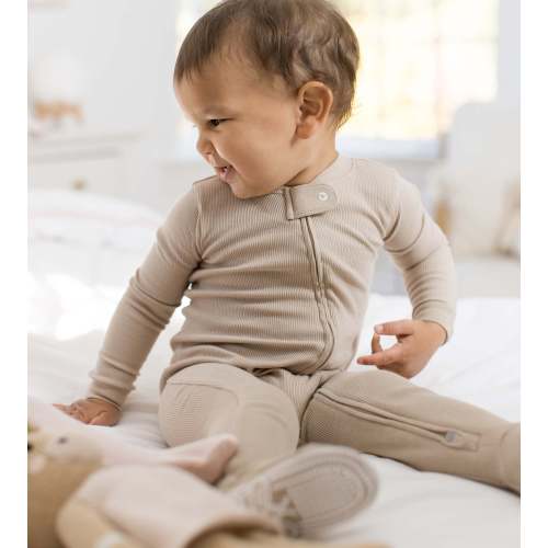 Solid Rib Organic Cotton Sleep & Play - Hummus – Burt's Bees Baby