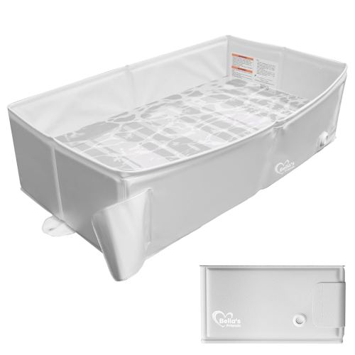 Bella’s Friends Baby Collapsible Bathtub, Travel Bath Tub for Baby, Foldable and Portable, Easy Storage, Reinforced Structure, Lightweight, Travel Essentials for 6M-3Y Infant Toddler, Gray