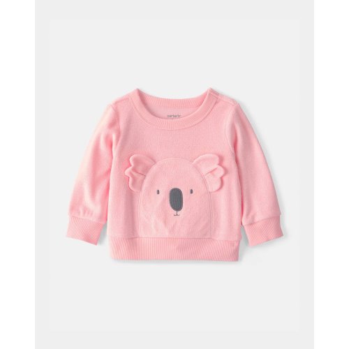 Baby Girl Koala Terry Pullover Sweatshirt - Pink | Carter's