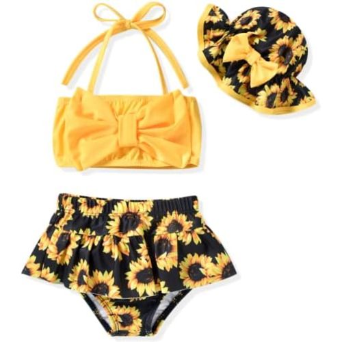 Aalizzwell Baby Girl 2-Piece Bikini Swimsuit with Hat