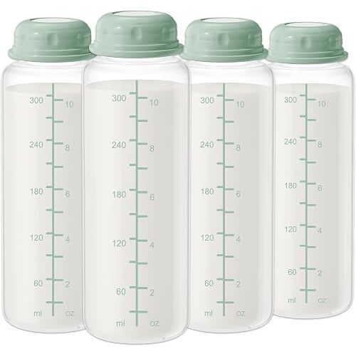 11oz Breastmilk Storage Bottles, Compatible with Momcozy Milk Cooler 12oz, Narrow Neck Baby Bottles, BPA-Free & Leakproof, Must-Have Breastfeeding Essentials, 4PCS