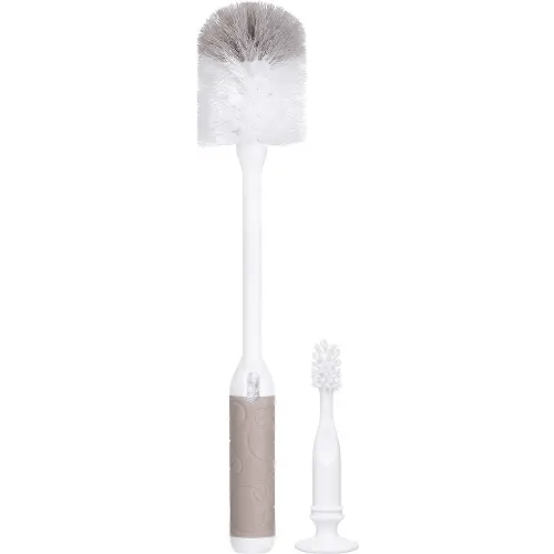 Ubbi Baby Bottle Brush Set, Bottle Brush and Nipple Brush, Baby Cleaning Essentials, Taupe