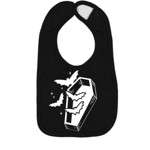 Black Coffin w/ Bats Baby Bib