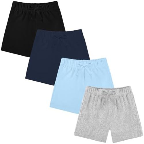 Resinta 4 Packs Unisex Baby Toddler Cotton Shorts Baby Pull-on Shorts with Drawstring Soft Summer Clothes for Daily Wear