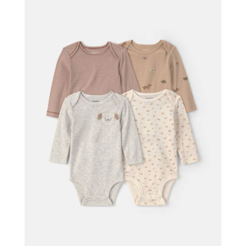 Baby 4-Pack Dog Long-Sleeve Bodysuits - Brown/Grey/Ivory | Carter's
