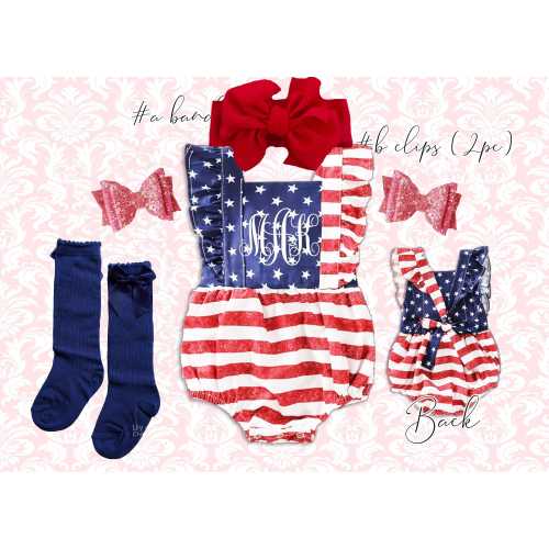 4th of July Baby Romper Set: Patriotic Outfit with Sequin Bow