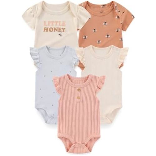 falianni Baby Girls & Boys 5‑Pack Short Sleeve Bodysuits 0‑12M