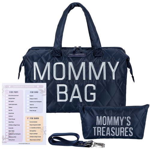 PeraBella Large Extra Essential Mommy Bag for Hospital, Labor and Delivery, Diaper Tote, Maternity Bag (Blue)
