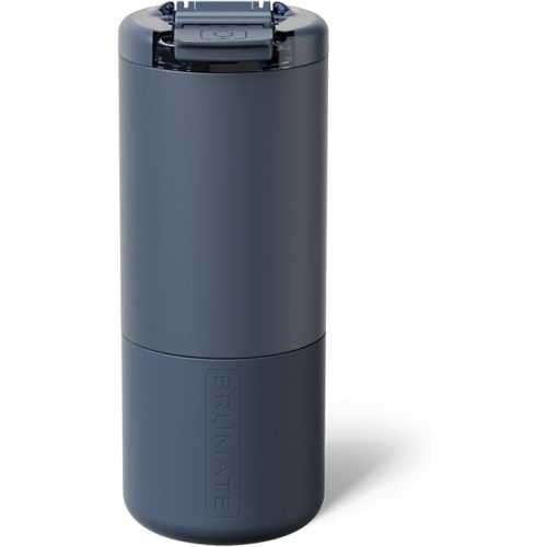BrüMate Strova 18oz 100% Leakproof Insulated Coffee Mug | Ceramic-Lined Interior | Built-In Silicone Sleeve for Travel | Locking Flip Lid (Nightfall Blue)