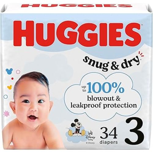 Huggies Size 3 Diapers, Snug & Dry Baby Diapers, Size 3 (16-28 lbs), 34 Count, Packaging May Vary