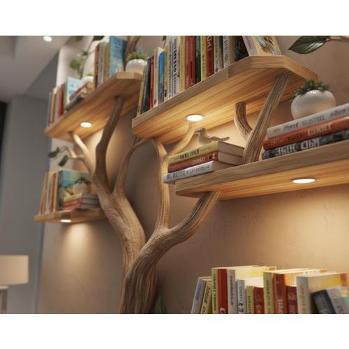 Tree Bookshelf Wall Decor, Wooden Floating Tree Shelf, Large Nursery Library Shelves, Kids Room Bookcase, Unique Nature Inspired Wall Art 36"W x 8"D x 48"H sold by Fortified Shari | SKU 2589379025 | Printerval