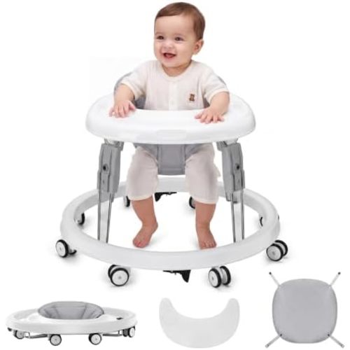 Baby Walker with Wheels, One-Touch Folding, Height Adjustment Baby Walkers