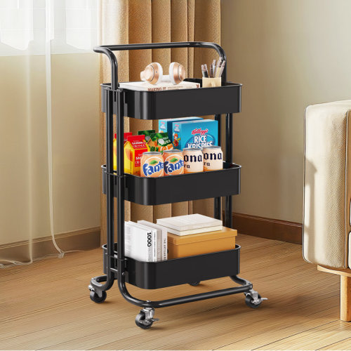 AMADA 3-tier Utility Cart Storage Trolley with 2 Locking Rollers for Bathroom, Kitchen & Reviews | Wayfair