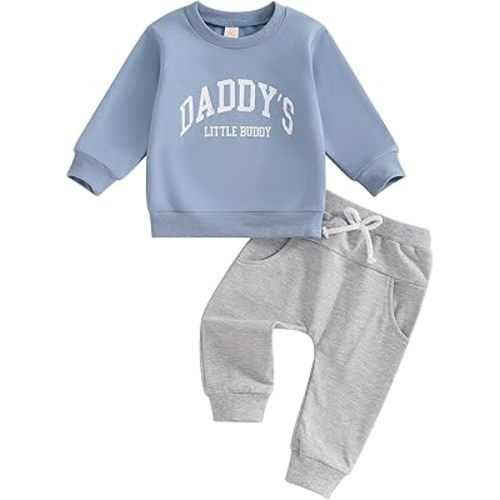 Baby Boy Clothes Dad's Little Dude Sweatshirt Pants Set