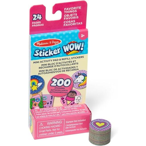 Melissa & Doug Sticker Wow!™ Mini Activity Pad and 200+ Refill Stickers for Sticker Stamper Arts and Crafts Fidget Toy Collectibles – Assorted Favorite Things Stickers - FSC-Certified