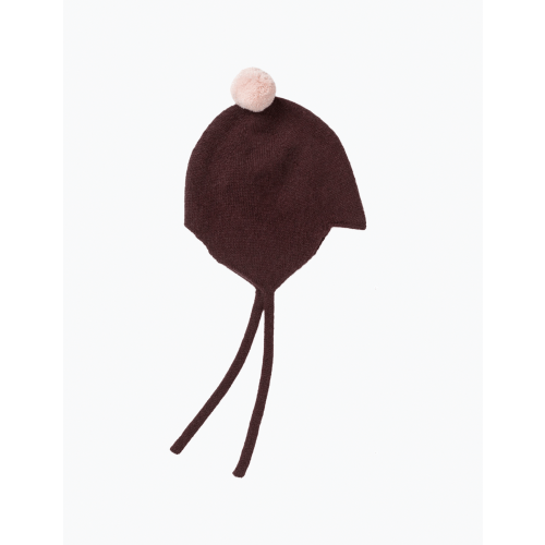 Cashmere Baby Bonnet in Kirsch/Marshmallow Pom