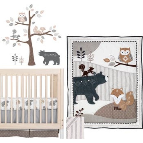 Woodland Forest Animal Nursery 5-Piece Baby Crib Bedding Set