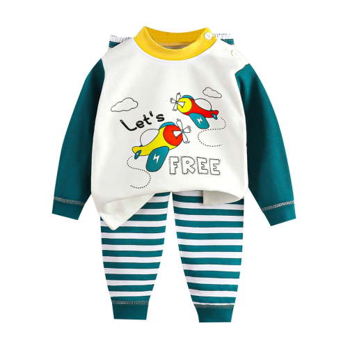 RYTAYY Infant Boys Outfit Sets 2-Pack Cute Print Long Sleeve Round Neck Top and Elastic Pants Pajama Set Comfortable Sleepwear Casual Daily Wear Fashion Loungewear Set