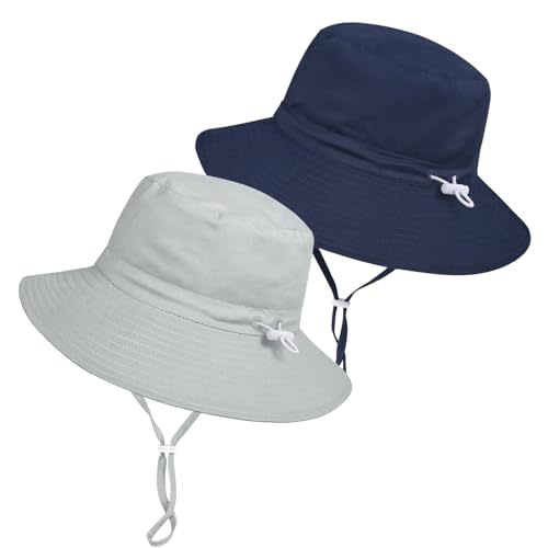 Baby Toddler Sun Hat,Boys Girls Adjustable Bucket Hat for Kids UPF 50+ Sun Protective Child Summer Beach Hats 0-5 Years