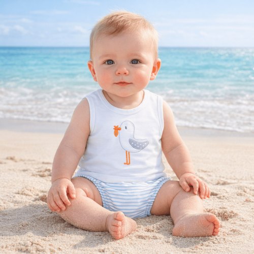 Seabird Shores Applique Diaper Cover Set