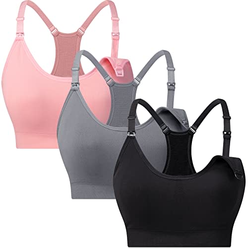 Suekaphin 3 Pack Sports Nursing Bra for Breastfeeding Supportive Bralette Pregnancy Maternity Wirefree Support for Women