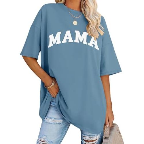 LOMON Oversized T Shirts for Women Short Sleeve Crewneck Summer Tops Loose Casual Mama Shirts Basic Tee