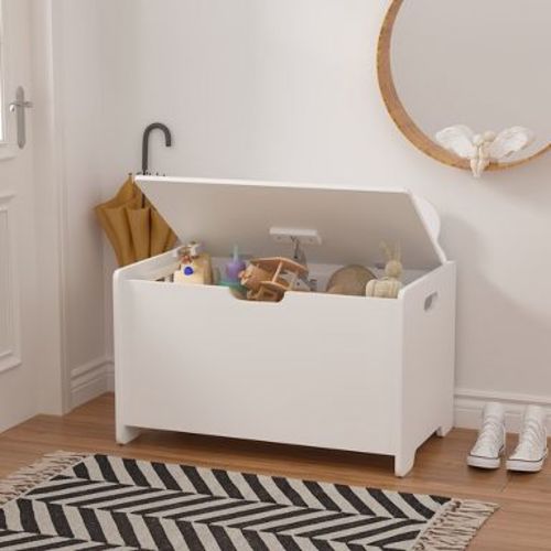 Racxily Kids Toy Storage Organizer£¬ Toy Box, Children Wooden Organizer Storage Chest with Safety Hinged Lid£¬ White