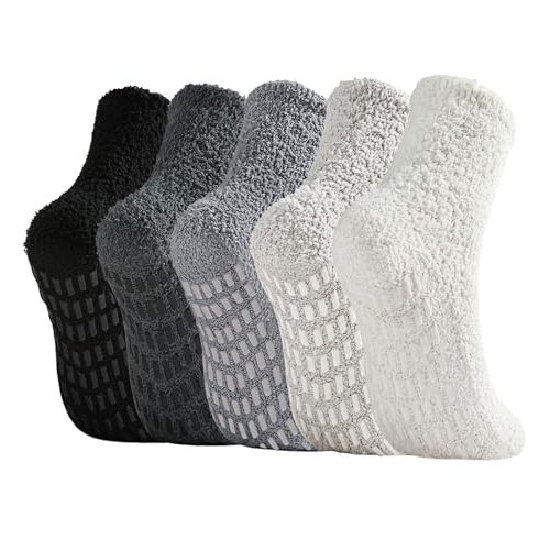 Bevigorio Non Slip Slipper Socks for Women Hospital Fuzzy Socks with Grips Cozy Grippy Winter Warm Gifts