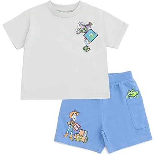 Disney Boys' French Terry 2-Piece T-Shirt and Shorts Set for Baby & Kids