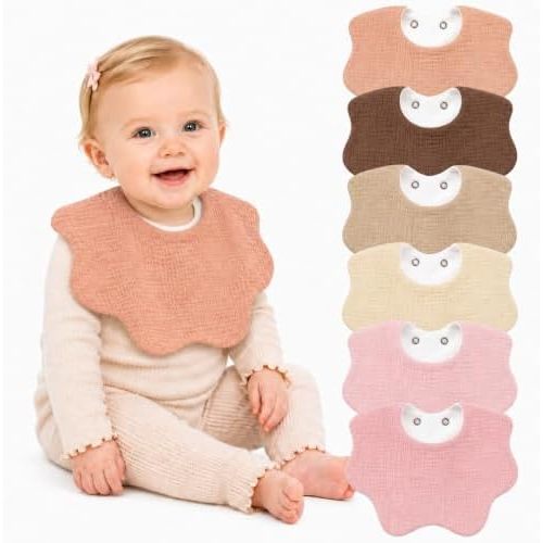 NISXABEBE 6 Pack Baby Muslin Bandana Bibs for Drooling and Teething