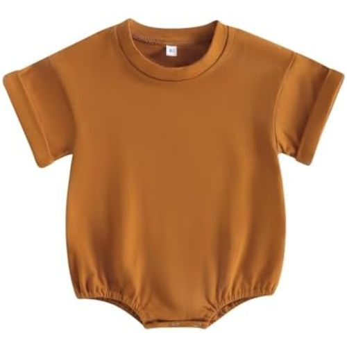 Unisex Baby Boy Girl Clothes Infant Summer Oversized Bubble Romper Toddler Baby Plain Short Sleeve Jumpsuit