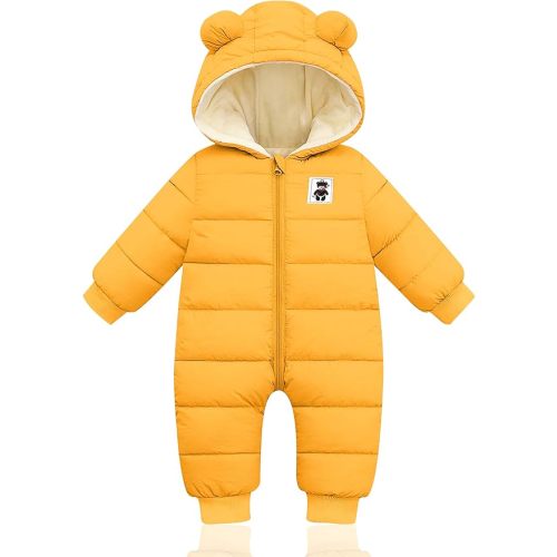 XMWEALTHY Baby Clothes Cute Infant Toddler Snowsuit Warm Newborn Boy Girl Winter Coats Hooded Zip Jumpsuit