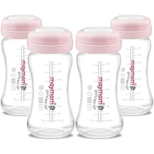 Wide Neck Breastmilk Collection n Storage Bottle 9oz; Re-markable SureSeal Disc. Compatible with Spectra S2 Spectra S1 Spectra 9 Plus and Compatible with Avent Breastpumps (4 ct 280mL, Bottle Only)