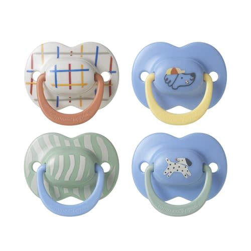 Tommee Tippee Ultimate Fit Pacifiers, 6-18 Months, Extra Air Holes, Symmetrical Nipple and Shield, 100% BPA Free Silicone, Dishwasher and Sterilizer Safe, Blue and Green, Pack of 4