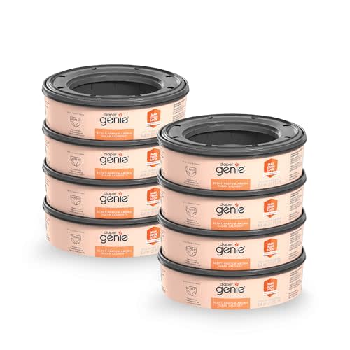 Diaper Genie Bags Refills 270 (Pack of 8) Clean Laundry Scent | Diaper Pail Refills with Max Odor Lock | Holds up to 2160 Newborn Diapers