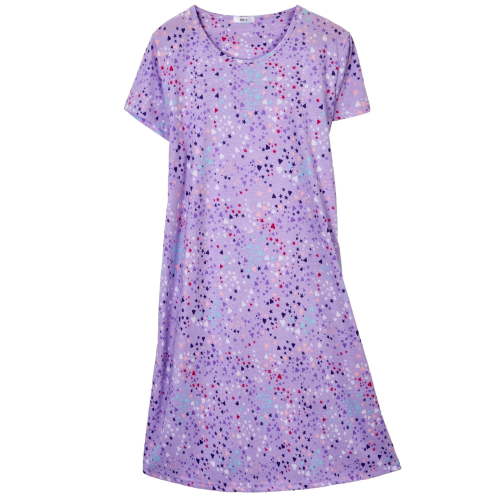 DAKIMOE Cotton Nightgowns for Women Soft Cotton Short Sleeve Night Shirts Womens Print Sleep Shirts Loose Comfy Pajamas Sleepwear