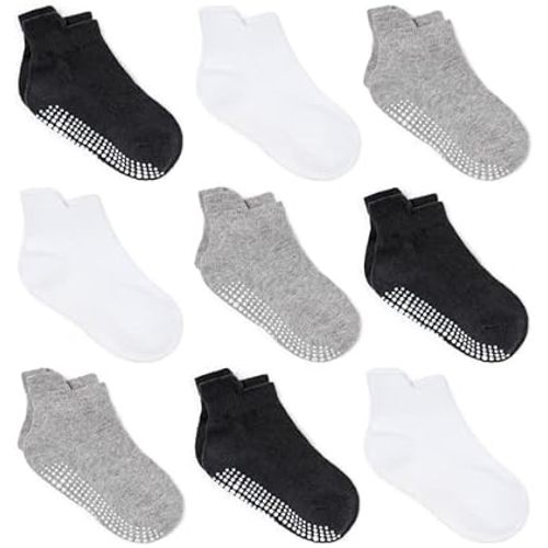 ZAPLES Baby Non Slip Grip Ankle Socks with Non Skid Soles for Infants Toddlers Kids Boys Girls