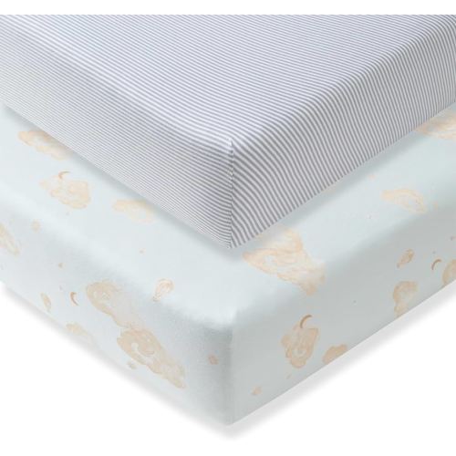 Burt's Bees Baby Essential Organic Cotton Fitted Crib Sheet, Breathable for Boy Girl Standard Crib & Toddler Mattresses